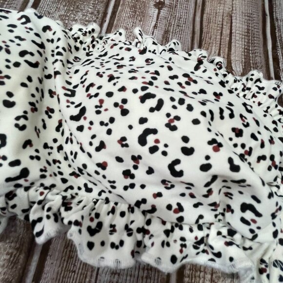 SHADE & SHORE Women's S Straples Ruffle White Animal Print Swimsuit Bikini Top - Picture 3 of 5